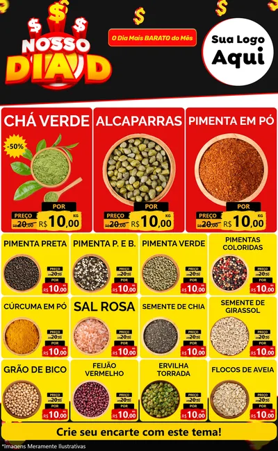 Modelo de Encarte para Encarte Grande com o tema Nosso Dia D para Produtos Naturais