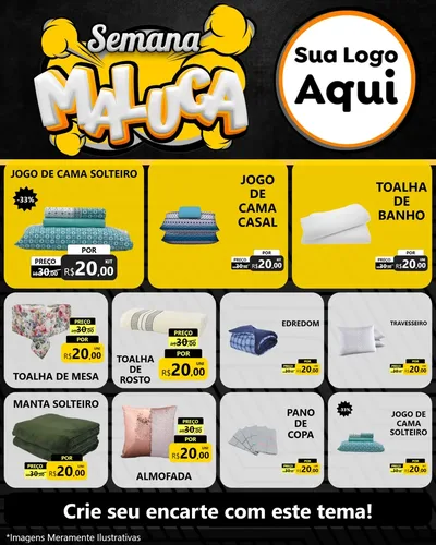 Modelo de Rede Social para Feed Instagram com o tema Semana Maluca para Cama, Mesa e Banho