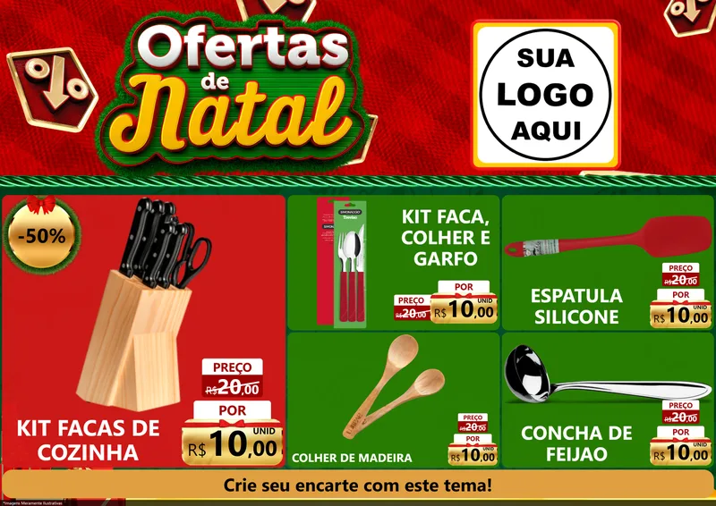 Modelo de Encarte para Encarte A4 Horizontal com o tema Ofertas de Natal para Utilidades Domésticas