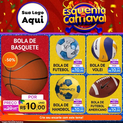 Modelo de Rede Social para Feed Facebook com o tema Esquenta de Carnaval para Artigos Esportivos