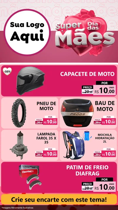 Modelo de TV para TV Vertical com o tema Super Dia Das Mães para Moto peças