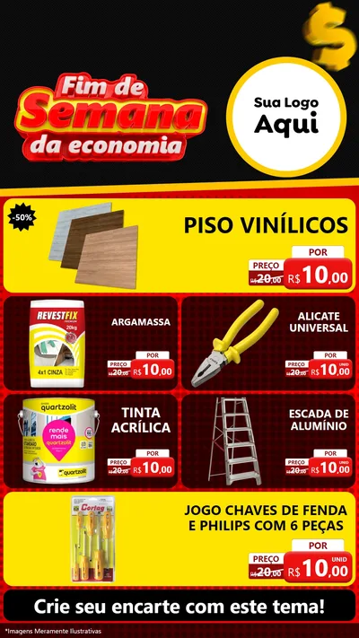 Modelo de TV para TV Vertical com o tema Fim de Semana da Economia para Material para Construção