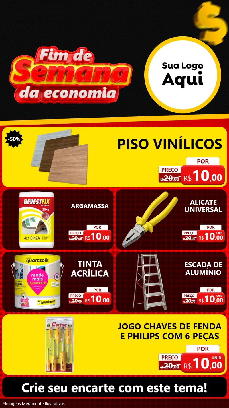 Modelo de TV para TV Vertical com o tema Fim de Semana da Economia para Material para Construção