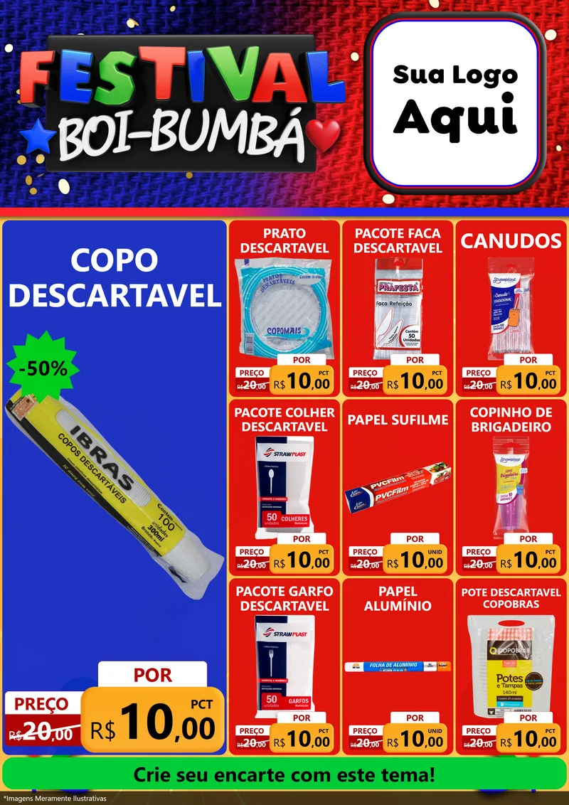 Modelo de Encarte para Encarte A4 Vertical com o tema Festival Boi-Bumbá para Embalagens