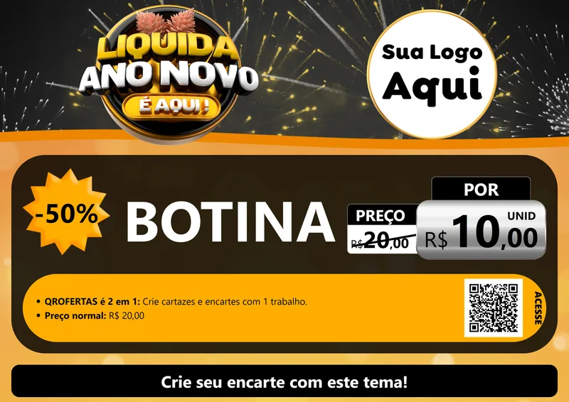 Modelo de Cartaz para Cartaz A4 Horizontal com o tema Liquida Ano Novo É Aqui! para Agropecuária