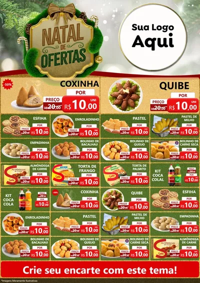 Modelo de Encarte para Encarte A4 Vertical com o tema Ofertas de Natal para Salgadaria