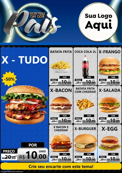 Modelo de Encarte para Encarte A4 Vertical com o tema Sorteio Dia Dos Pais para Hamburgueria