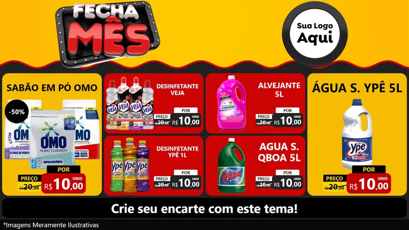 Modelo de TV para TV Horizontal com o tema Fecha Mês para Produtos de Limpeza
