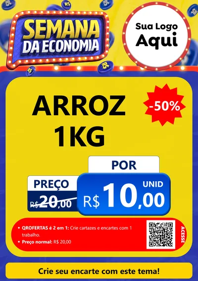 Modelo de Cartaz para Cartaz A4 Vertical com o tema Semana da Economia para Supermercado