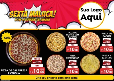 Modelo de Encarte para Encarte A4 Horizontal com o tema Sexta Maluca! para Pizzaria