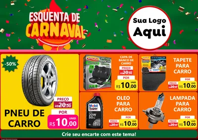 Modelo de Encarte para Encarte A4 Horizontal com o tema Esquenta de Carnaval para Auto peças