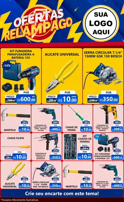 Modelo de Encarte para Encarte Grande com o tema Ofertas Relâmpago para Maquinas e Ferramentas
