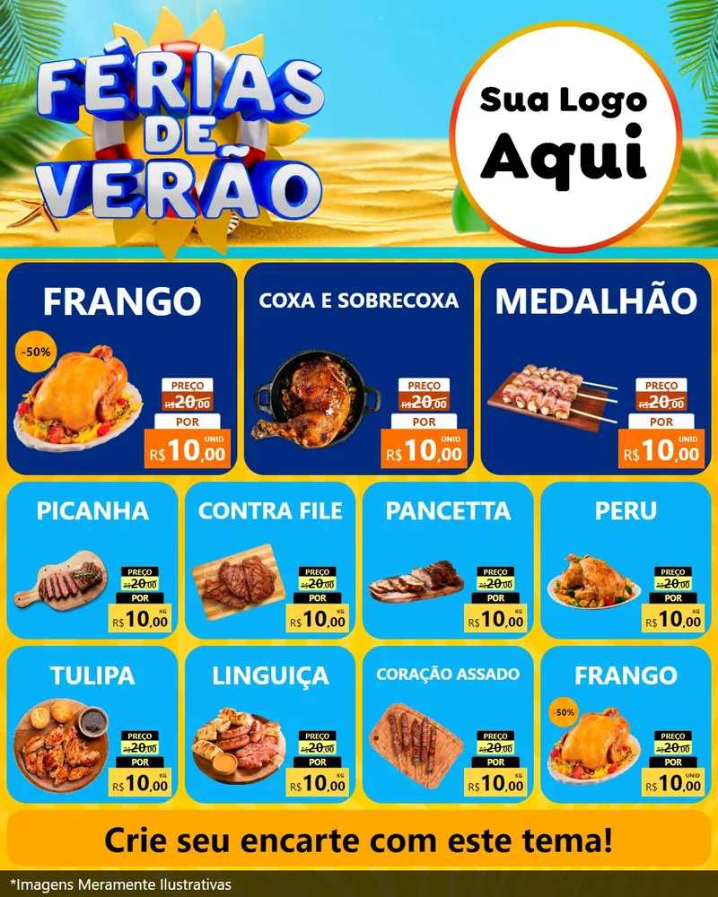 Modelo de Rede Social para Feed Instagram com o tema Férias de Verão para Assados