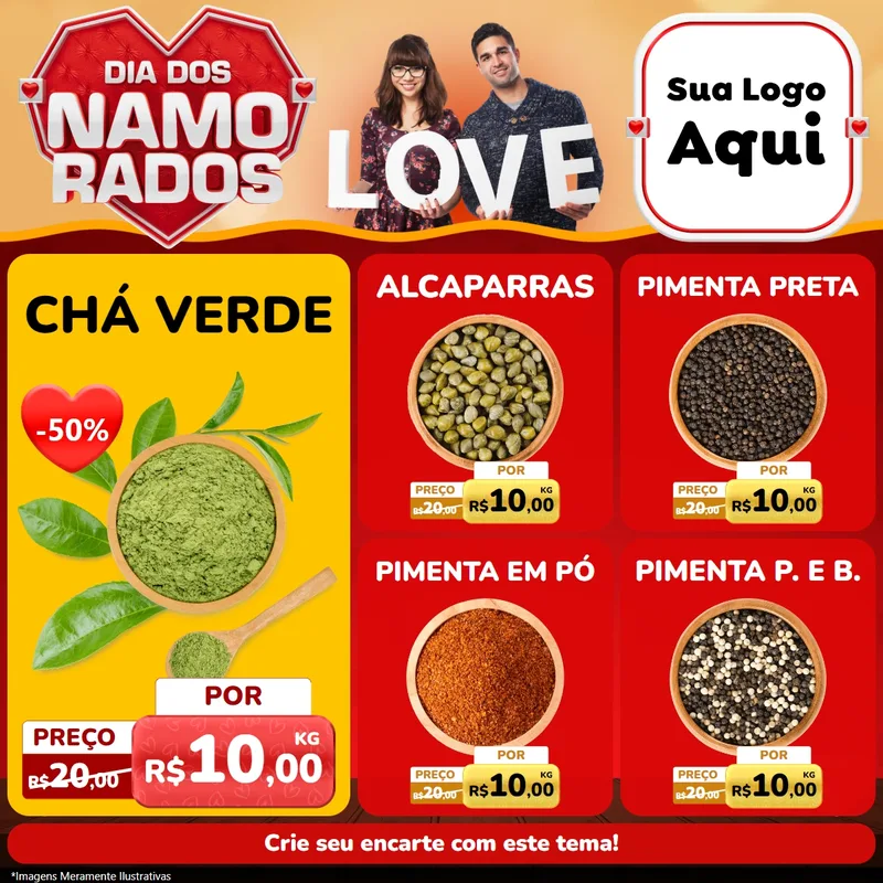 Modelo de Rede Social para Feed Facebook com o tema Dia dos Namorados para Produtos Naturais