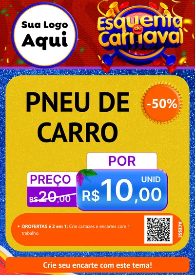 Modelo de Cartaz para Cartaz A4 Vertical com o tema Esquenta de Carnaval para Auto peças
