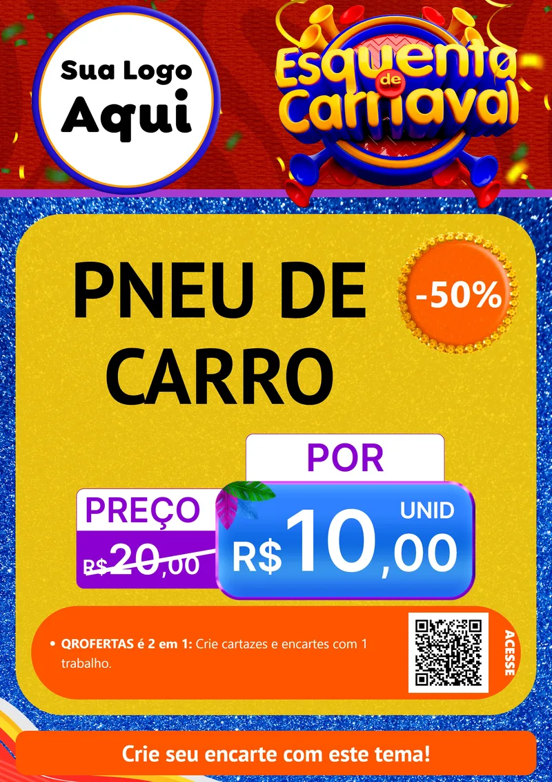 Modelo de Cartaz para Cartaz A4 Vertical com o tema Esquenta de Carnaval para Auto peças