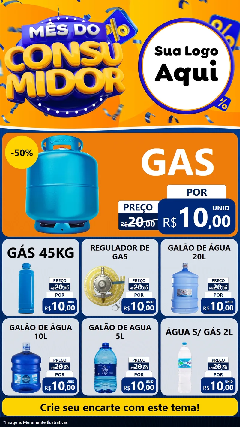 Modelo de Rede Social para Stories com o tema Mês do Consumidor para Água e gás
