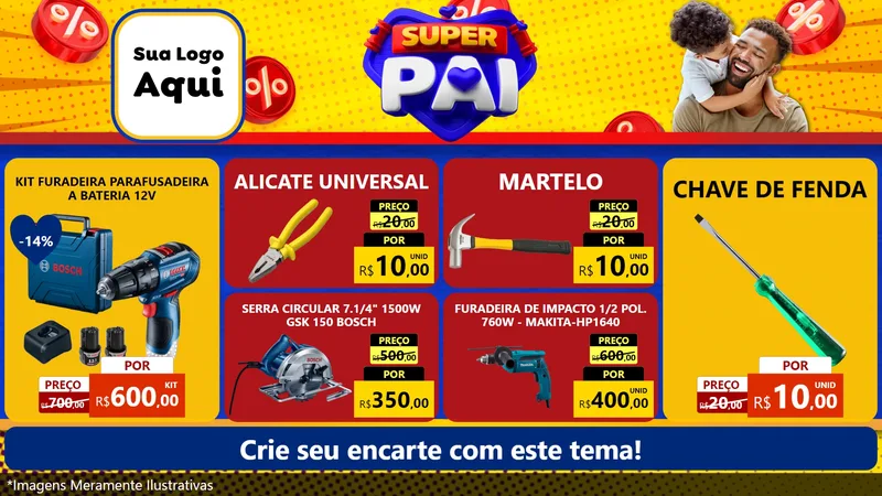 Modelo de TV para TV Horizontal com o tema Super Pai para Maquinas e Ferramentas