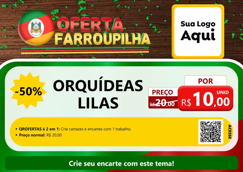 Modelo de Cartaz para Cartaz A4 Horizontal com o tema Oferta Farroupilha para Floricultura e jardim