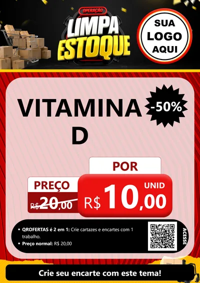 Modelo de Cartaz para Cartaz A4 Vertical com o tema Operação Limpa Estoque para Farmácia