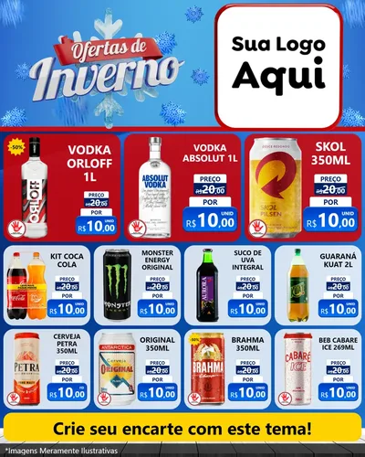 Modelo de Rede Social para Feed Instagram com o tema Ofertas de Inverno para Distribuidora de bebidas