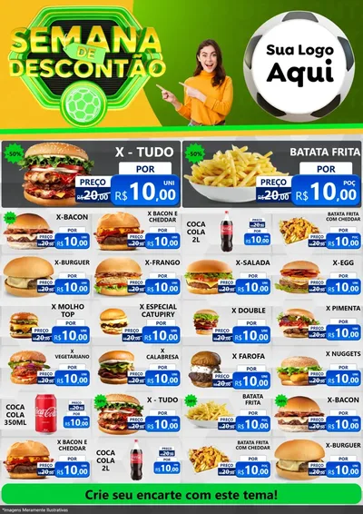 Modelo de Encarte para Encarte A4 Vertical com o tema Semana de Descontão - Copa para Hamburgueria