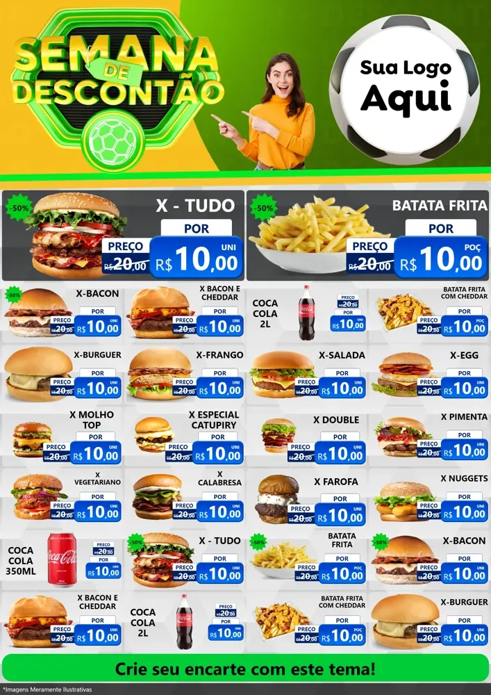 Modelo de Encarte para Encarte A4 Vertical com o tema Semana de Descontão - Copa para Hamburgueria