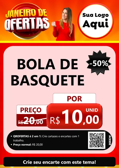 Modelo de Cartaz para Cartaz A4 Vertical com o tema Janeiro de Ofertas para Artigos Esportivos
