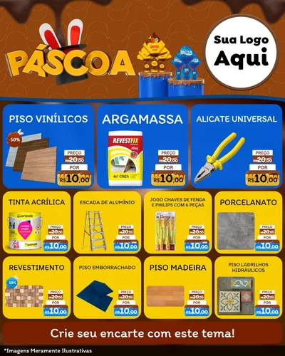 Modelo de Rede Social para Feed Instagram com o tema Páscoa para Material para Construção