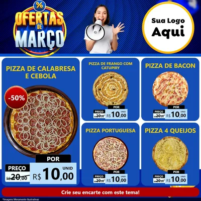 Modelo de Rede Social para Feed Facebook com o tema Ofertas de Março para Pizzaria