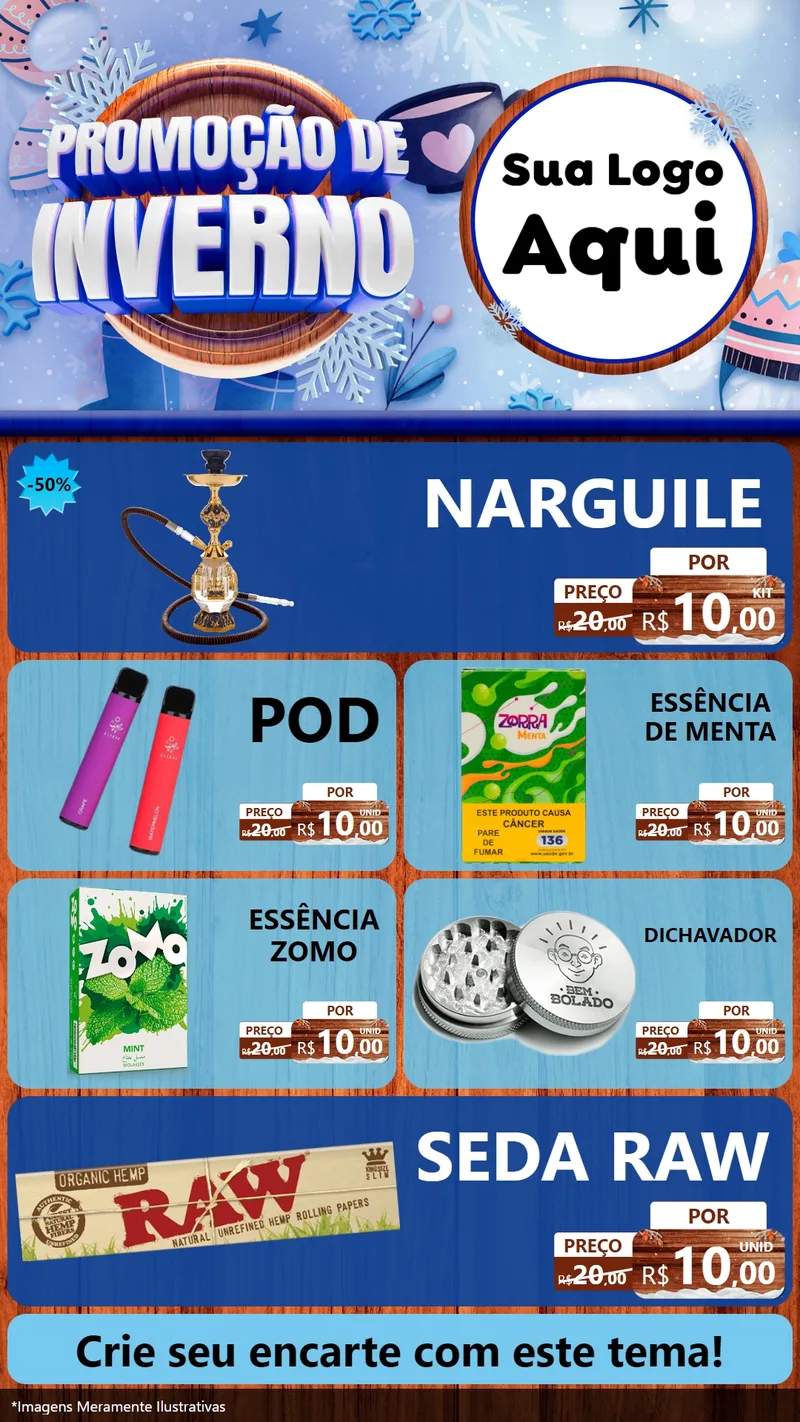 Modelo de TV para TV Vertical com o tema Promoção de Inverno para Tabacaria
