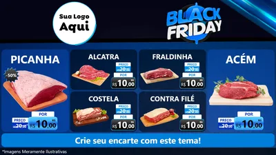 Modelo de TV para TV Horizontal com o tema Black Friday para Açougue