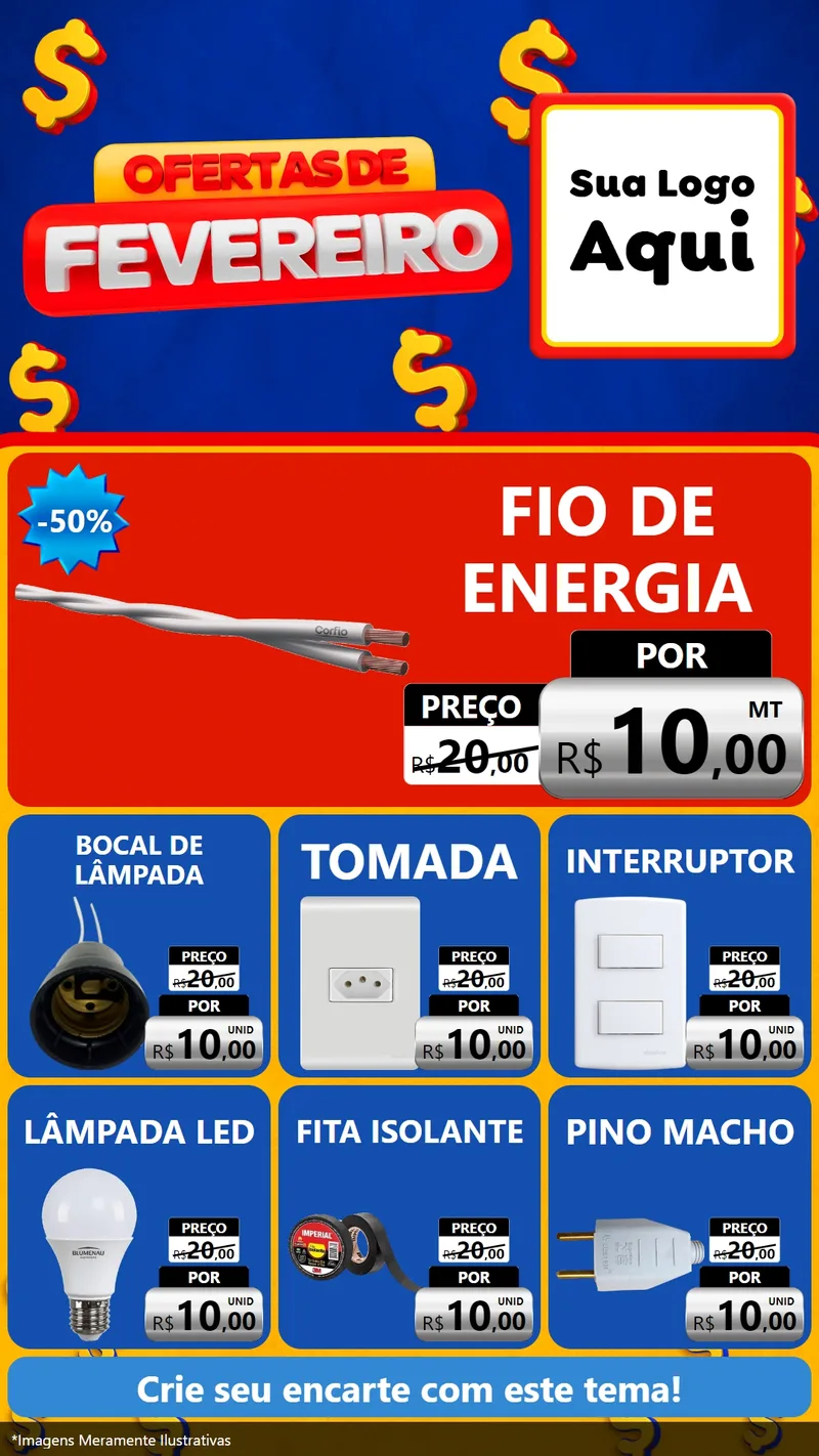 Modelo de Rede Social para Stories com o tema Ofertas de Fevereiro para Materiais Elétricos
