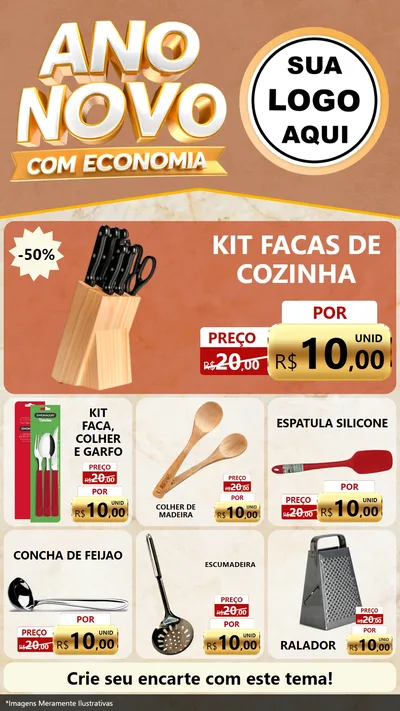 Modelo de Rede Social para Stories com o tema Ano Novo Com Economia para Utilidades Domésticas