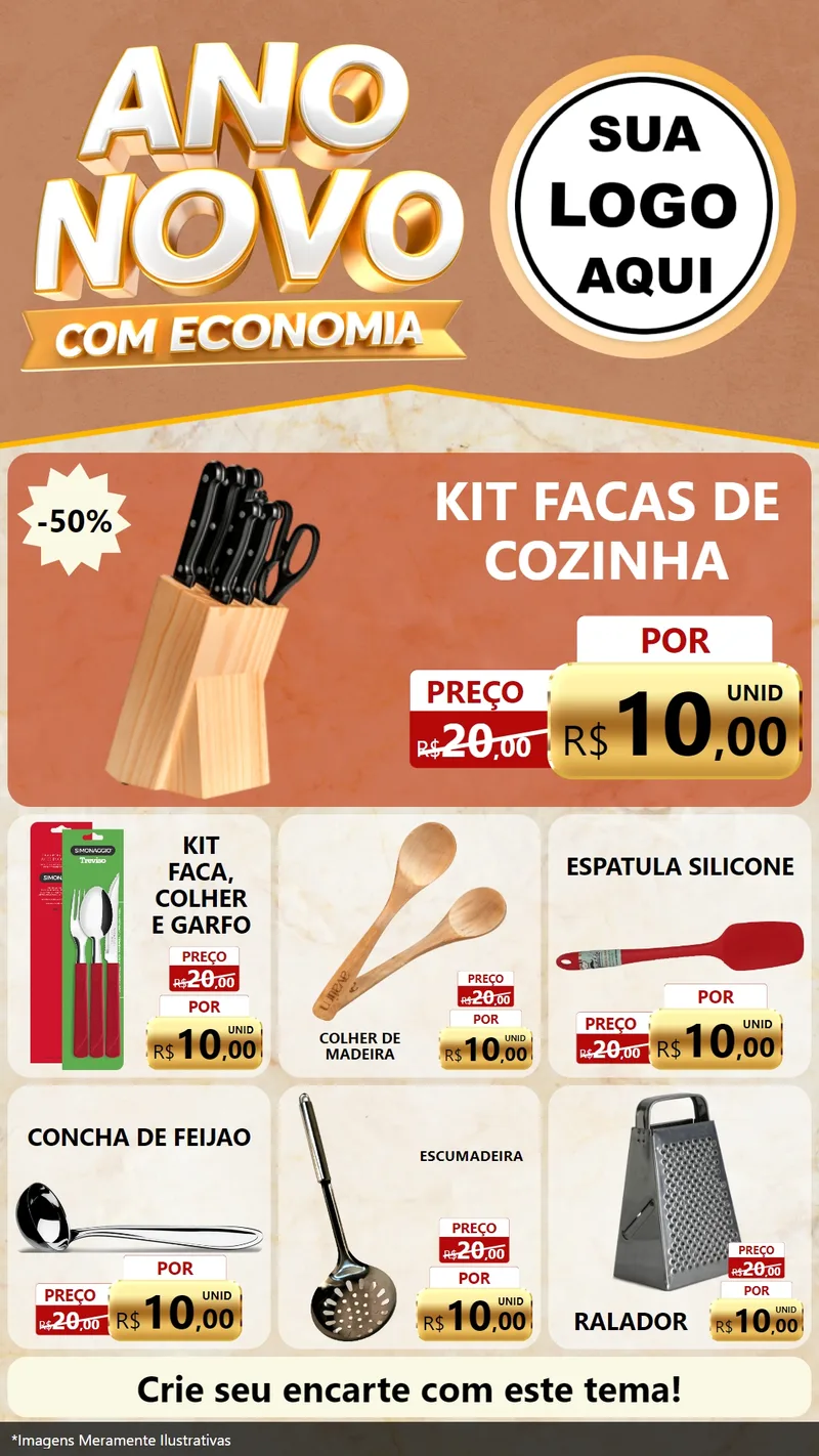 Modelo de Rede Social para Stories com o tema Ano Novo Com Economia para Utilidades Domésticas