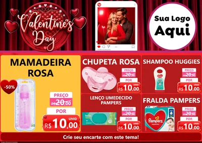 Modelo de Encarte para Encarte A4 Horizontal com o tema Valentine's Day para Bebês