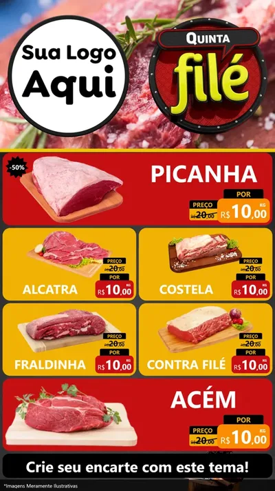 Modelo de TV para TV Vertical com o tema Quinta Filé para Açougue