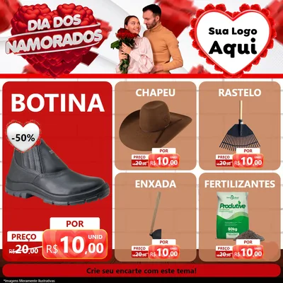 Modelo de Rede Social para Feed Facebook com o tema Dia dos Namorados para Agropecuária