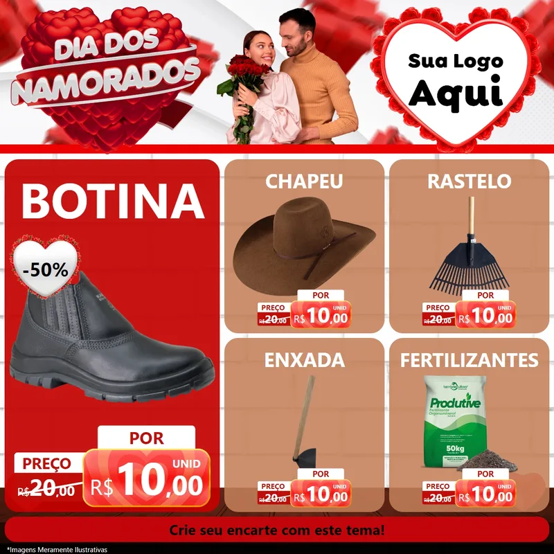 Modelo de Rede Social para Feed Facebook com o tema Dia dos Namorados para Agropecuária