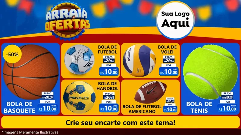 Modelo de TV para TV Horizontal com o tema Arraiá de Ofertas - Junina para Artigos Esportivos