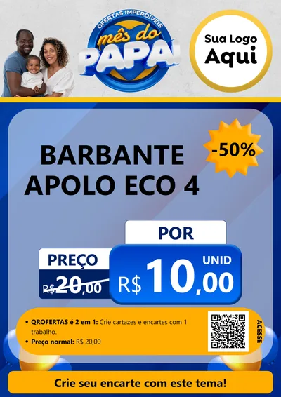Modelo de Cartaz para Cartaz A4 Vertical com o tema Ofertas Imperdíveis Mês Do Papai para Armarinho e Aviamentos