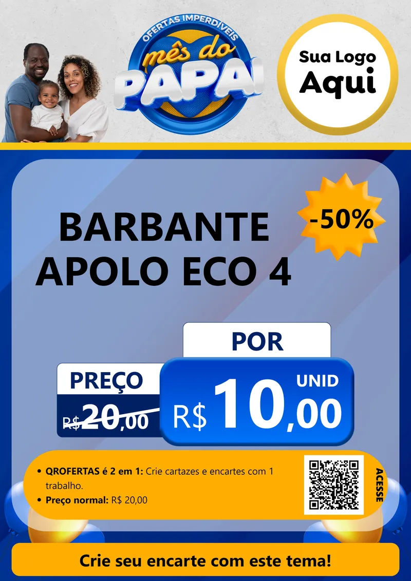 Modelo de Cartaz para Cartaz A4 Vertical com o tema Ofertas Imperdíveis Mês Do Papai para Armarinho e Aviamentos
