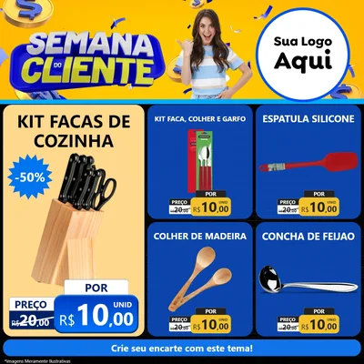 Modelo de Rede Social para Feed Facebook com o tema Semana do Cliente para Utilidades Domésticas