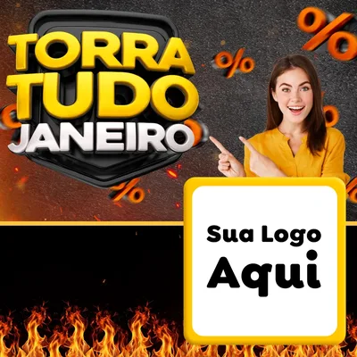 Modelo de Rede Social para Feed Facebook com o tema Torra Tudo Janeiro para Supermercado