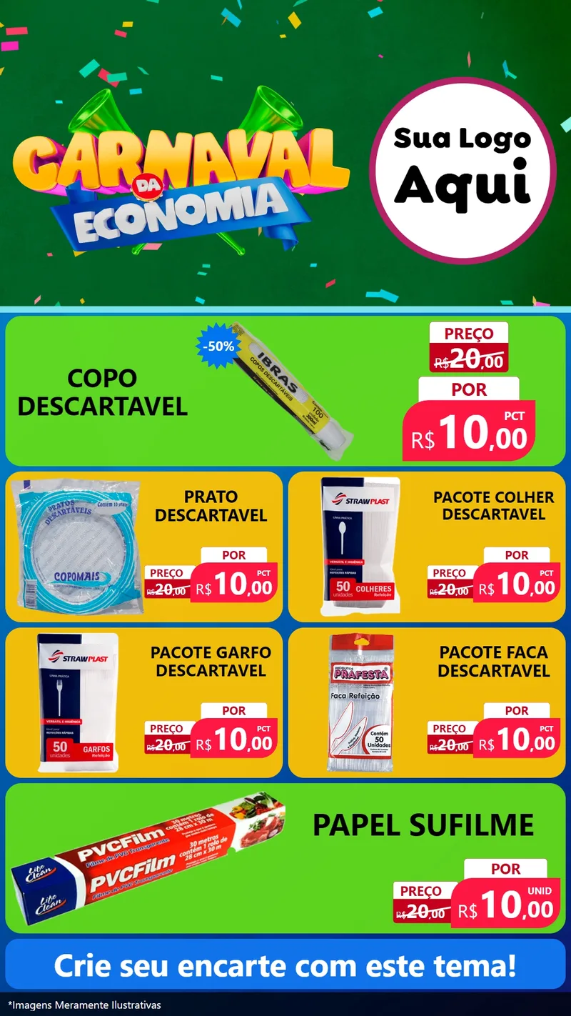 Modelo de TV para TV Vertical com o tema Carnaval da Economia para Embalagens
