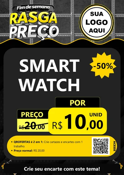 Modelo de Cartaz para Cartaz A4 Vertical com o tema Fim de Semana Rasga Preço para Informática