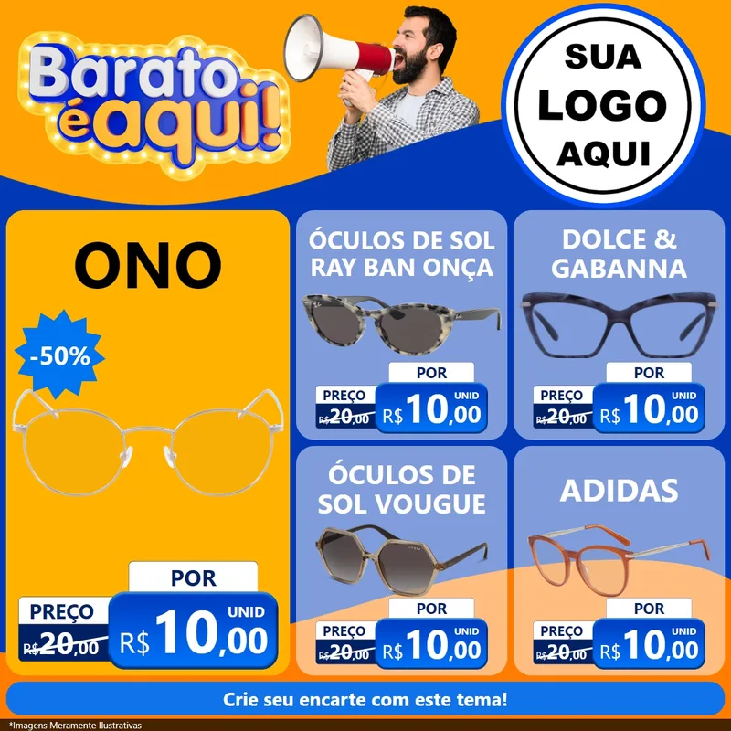 Modelo de Rede Social para Feed Facebook com o tema Barato é aqui para Óticas