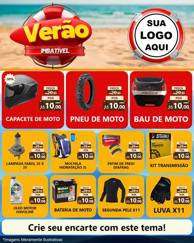 Modelo de Rede Social para Feed Instagram com o tema Verão Imbatível para Moto peças