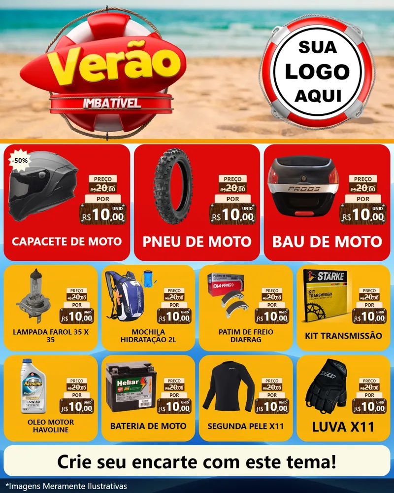 Modelo de Rede Social para Feed Instagram com o tema Verão Imbatível para Moto peças