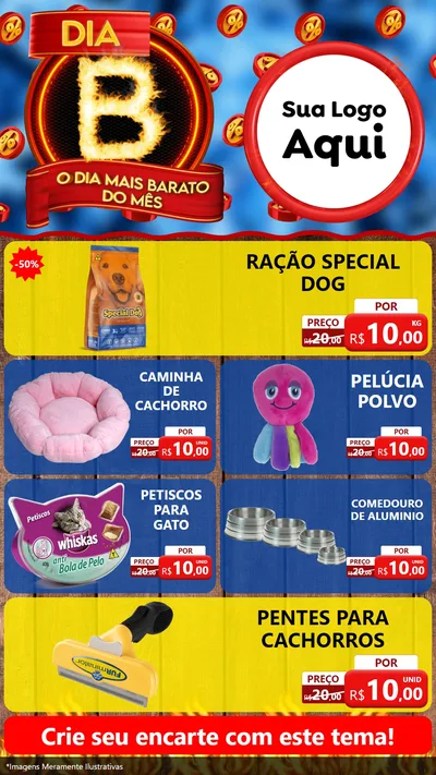 Modelo de TV para TV Vertical com o tema Dia B - O Dia Mais Barato Do Mês para Pet Shop